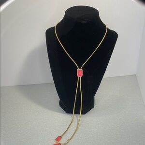 Elegant Gold tone and Pink Necklace Bolo Tie